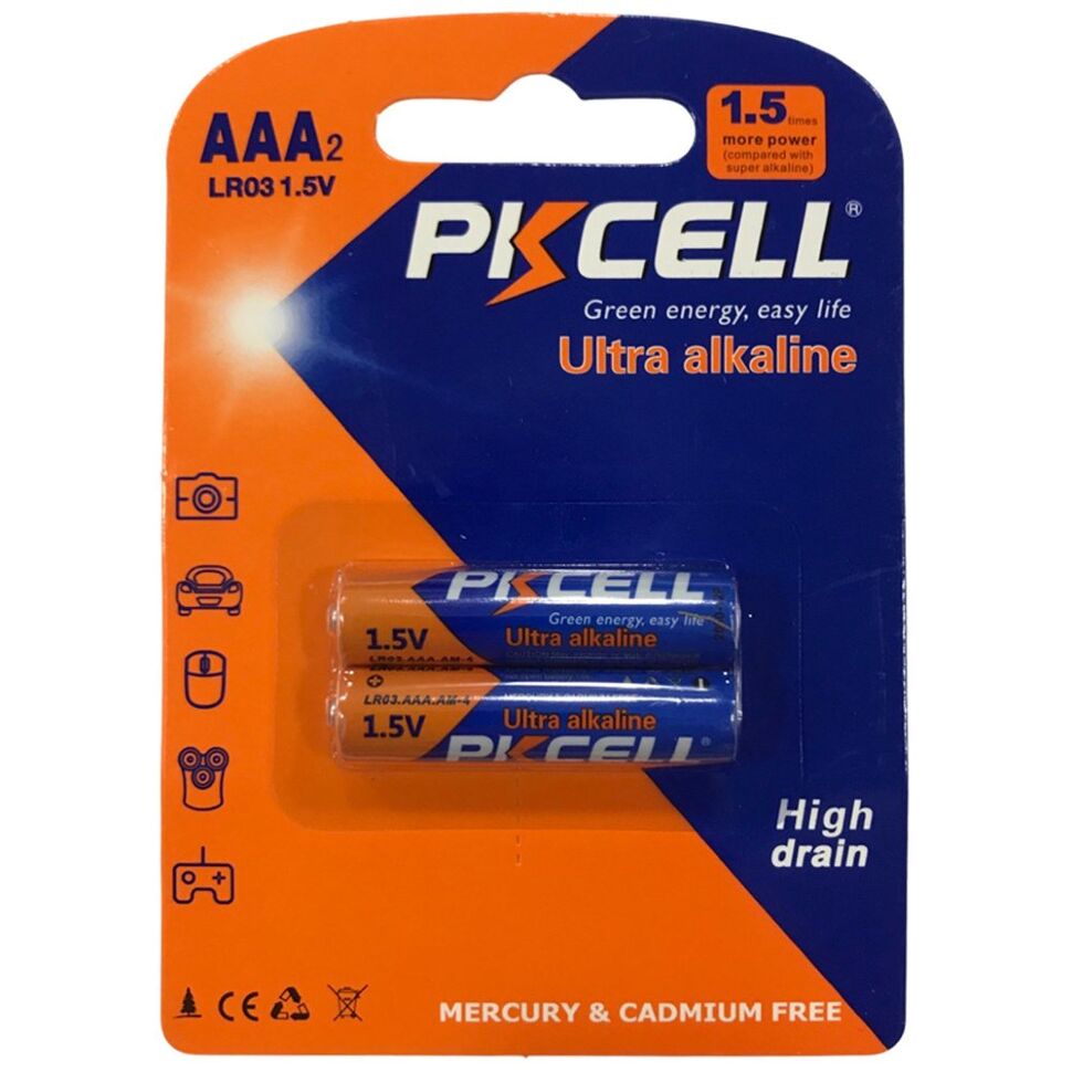 Батарейка AAA лужна PKCELL LR03 1.5V, 2 штуки блистер Батарейка AAA лужна PKCELL LR03 1.5V, 2 штуки блистер