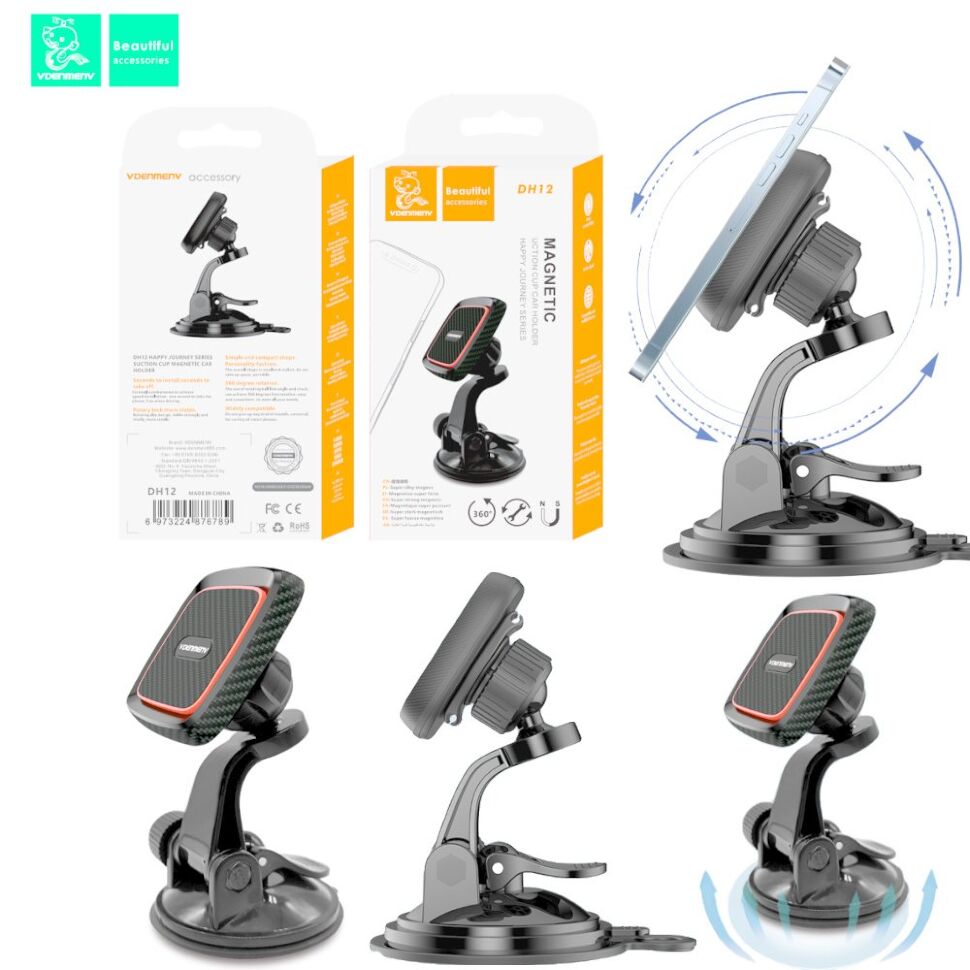 Автомобільний тримач Denmen DH12 із присоскою на магніті