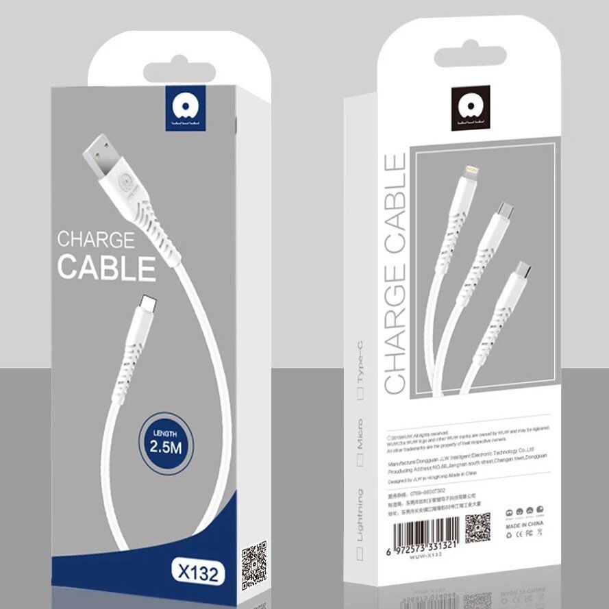 Кабель USB WUW X132 USB - micro USB 2,50 метра Кабель USB WUW X132 USB - micro USB 2,50 метра