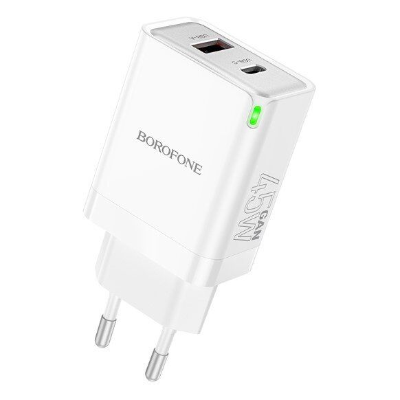 Мережевий зарядний пристрій BOROFONE BN16 PD 45W USB-C + USB-A QC 3.0 18W Мережевий зарядний пристрій BOROFONE BN16 PD 45W USB-C + USB-A QC 3.0 18W
