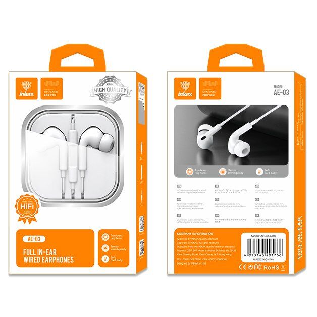 Навушники дротові до телефону INKAX AE-03 3.5mm Навушники дротові до телефону INKAX AE-03 3.5mm