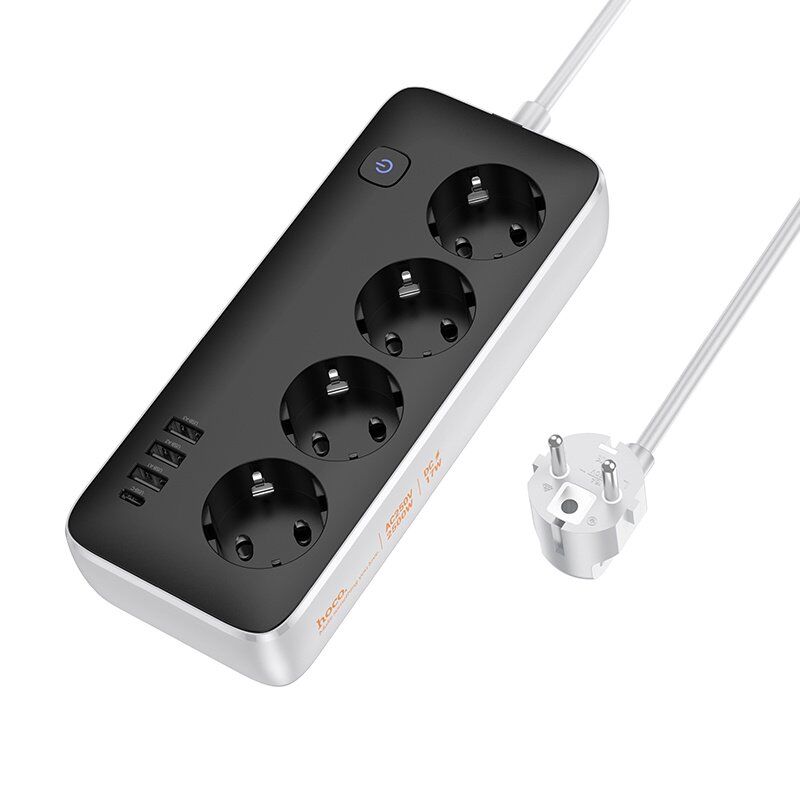 Сетевой удлинитель Hoco AC21 (3USB/1Type-C/4xSocket) 1,5м (черный)