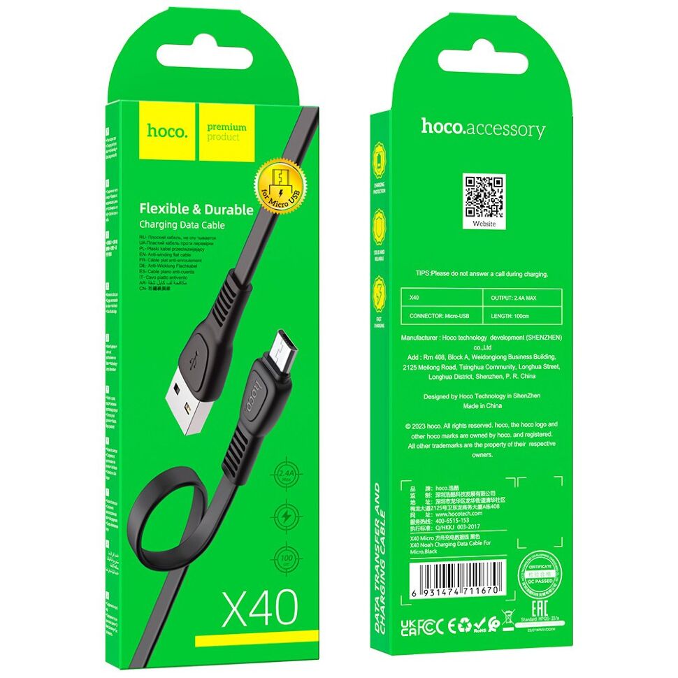 USB кабель HOCO X40 USB - micro USB 1метр, чорний