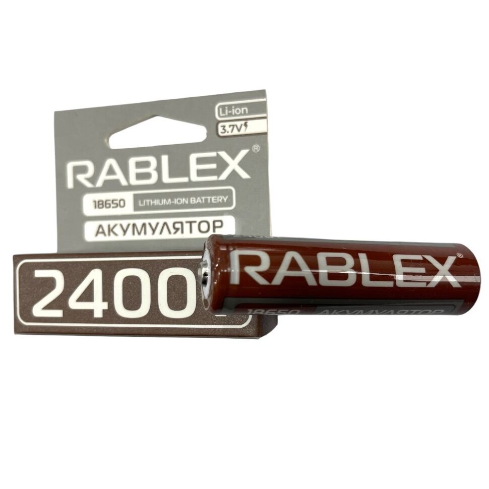 Акумулятор Rablex 18650 Li-Ion ICR18650 2400mAh TipTop 3.7V коричневий в упаковці Акумулятор Rablex 18650 Li-Ion ICR18650 2400mAh TipTop 3.7V коричневий в упаковці