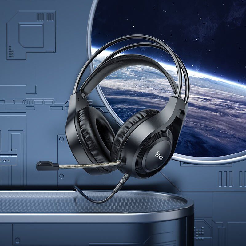 Дротова комп'ютерна гарнiтура HOCO W106, чорний