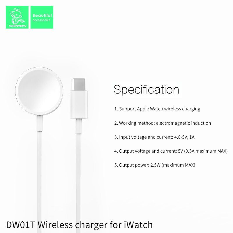 Зарядний пристрій для годинника USB-С (TYPE-C) DENMEN DW01T для Apple Watch Wireless Charging Зарядний пристрій для годинника USB-С (TYPE-C) DENMEN DW01T для Apple Watch Wireless Charging