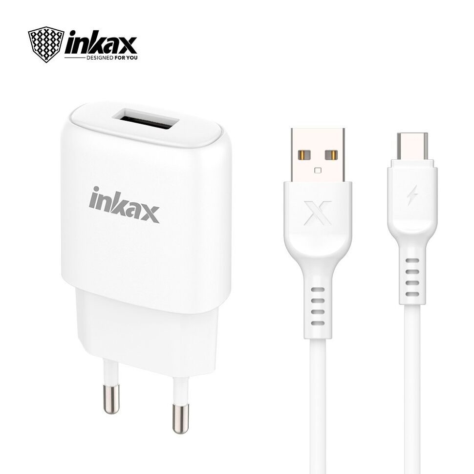 Мережевий зарядний пристрій INKAX CD-95 1.2A + USB кабель Type-C for Android Мережевий зарядний пристрій INKAX CD-95 1.2A + USB кабель Type-C for Android