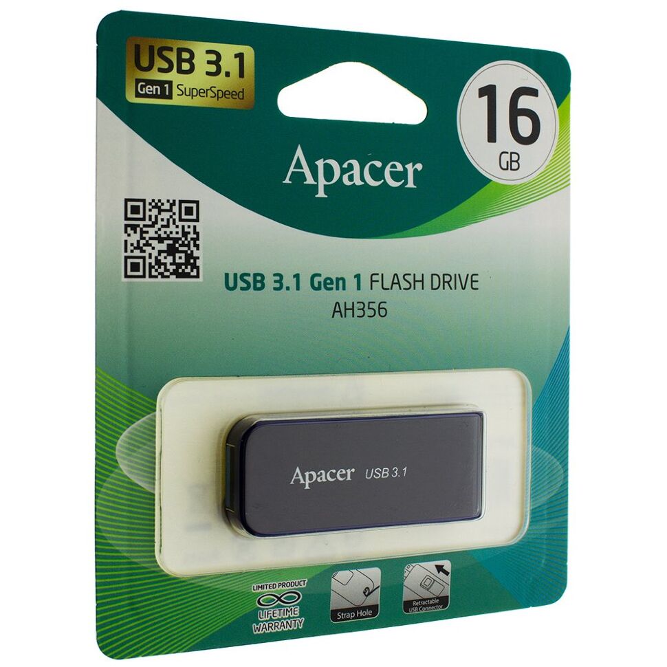 USB флеш 16Gb Apacer AH356 USB 3.1 black USB флеш 16Gb Apacer AH356 USB 3.1 black
