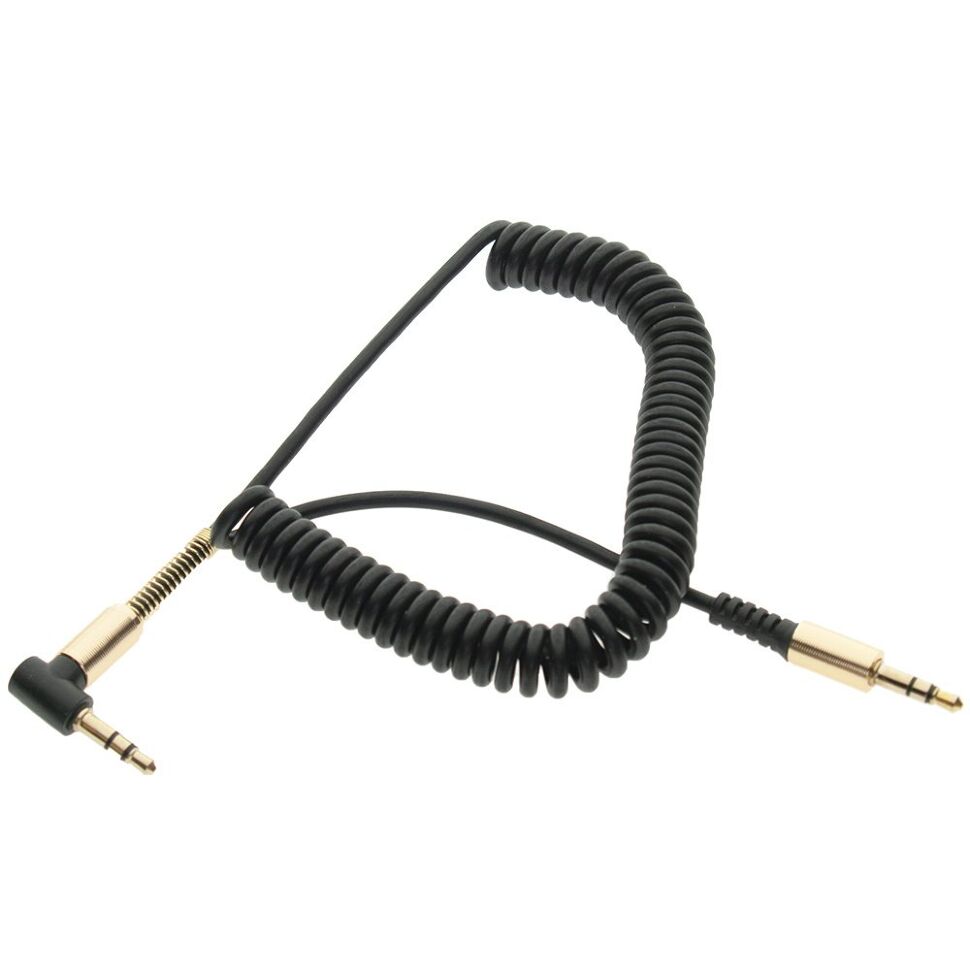 Кабель AUX Doolike кутовий спіраль ЧОРНИЙ