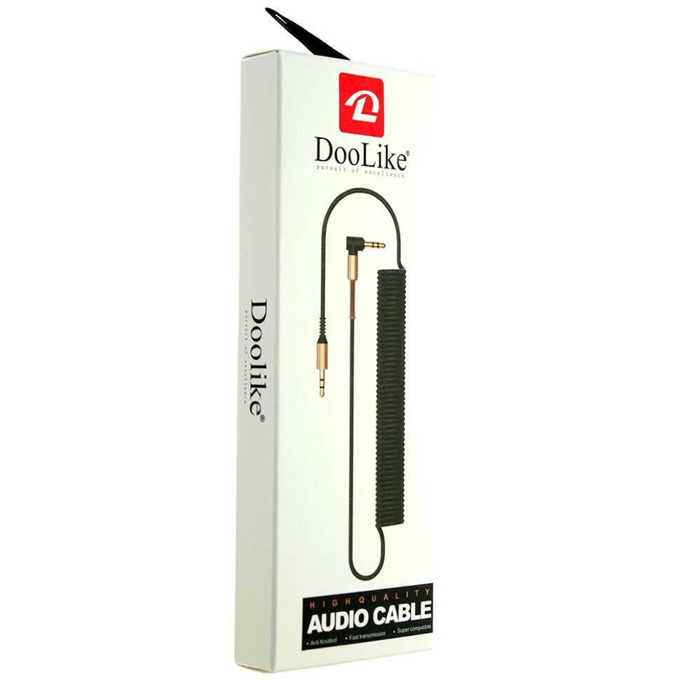 Кабель AUX Doolike кутовий спіраль ЧОРНИЙ
