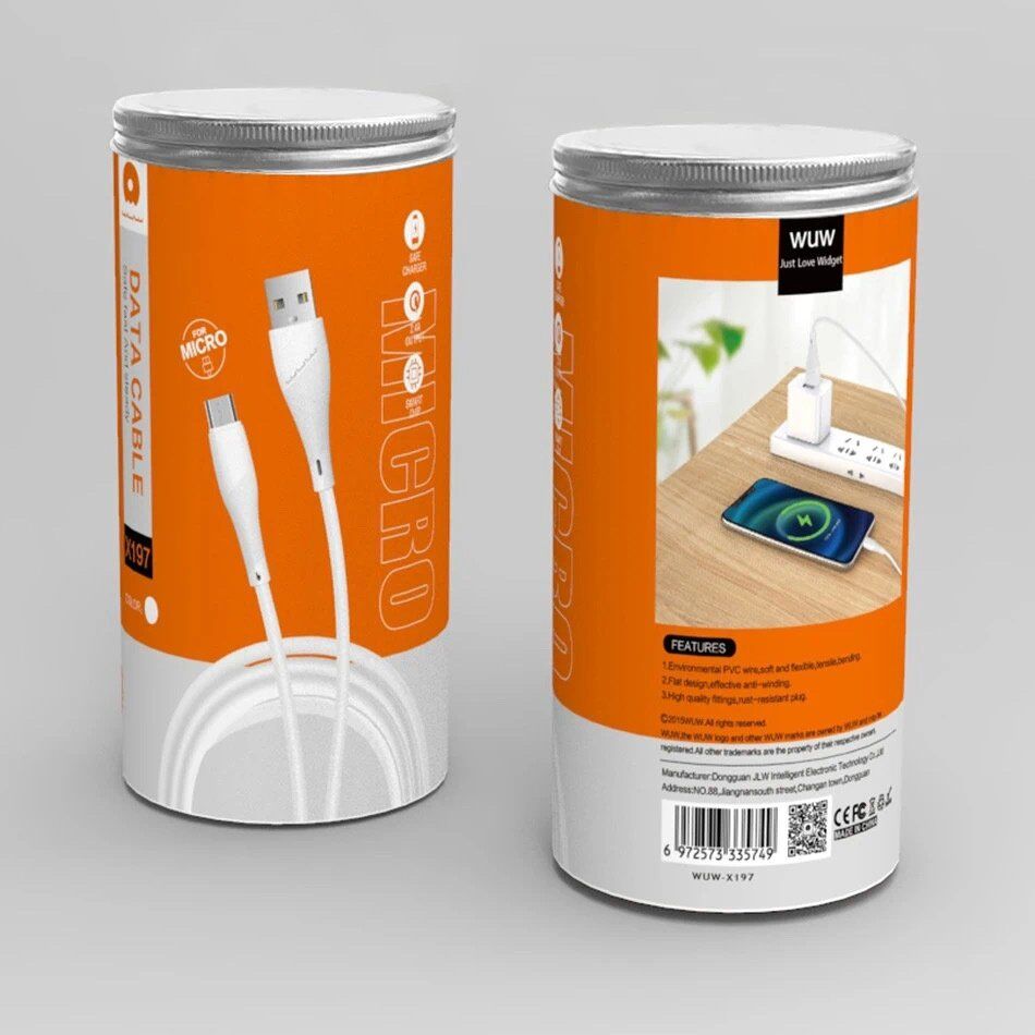 Кабель USB WUW X197 USB - micro USB 2A 30штук = 1 колба