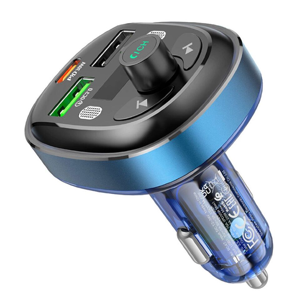 FM Модулятор BOROFONE BC47 з підтримкою швидкого заряджання QC3.0 Bluetooth / гучномовець СИНІЙ FM Модулятор BOROFONE BC47 з підтримкою швидкого заряджання QC3.0 Bluetooth / гучномовець СИНІЙ