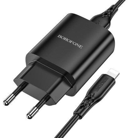 СЗУ Borofone BN1 (1USB/2,1A) + USB - Lightning (черный) СЗУ Borofone BN1 (1USB/2,1A) + USB - Lightning (черный)
