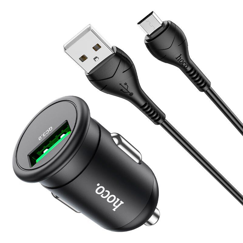 АЗУ HOCO Z43 QC3.0 (1USB/18W) + USB - MicroUSB (черный) АЗУ HOCO Z43 QC3.0 (1USB/18W) + USB - MicroUSB (черный)