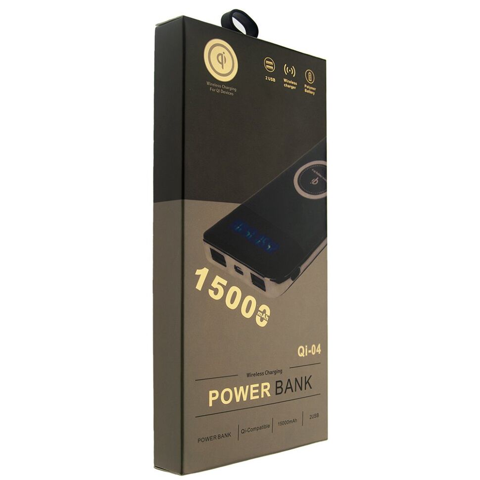 Power Bank з бездротовою зарядкою QI-04 15000 БІЛИЙ