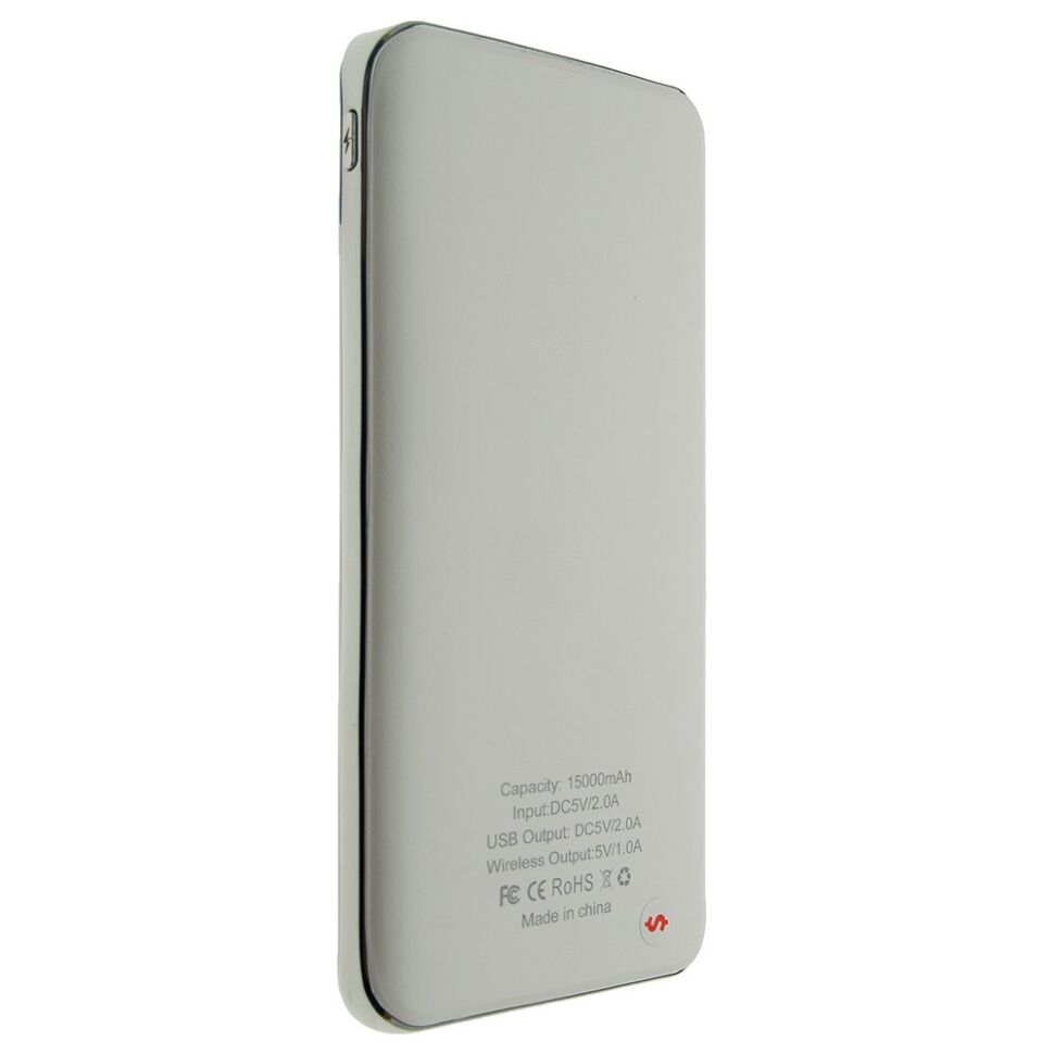 Power Bank з бездротовою зарядкою QI-04 15000 БІЛИЙ