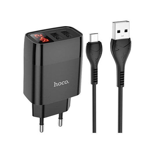 Мережевий зарядний пристрій HOCO C86A 2 USB 2.4A + кабель USB - MICRO Мережевий зарядний пристрій HOCO C86A 2 USB 2.4A + кабель USB - MICRO