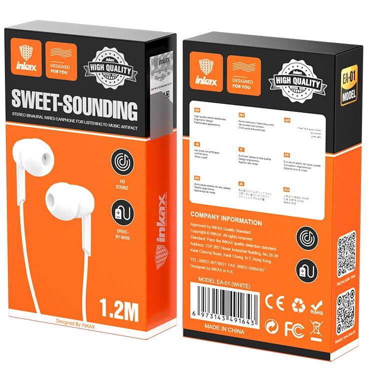 Навушники дротові до телефону INKAX EA-01 3.5mm