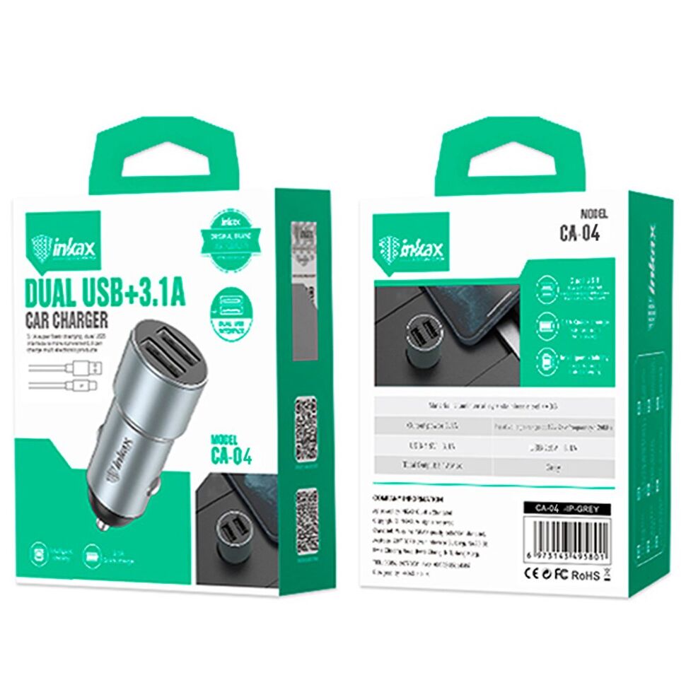Автомобільний зарядний пристрій INKAX CA-04 3.1A | 2 USB Автомобільний зарядний пристрій INKAX CA-04 3.1A | 2 USB