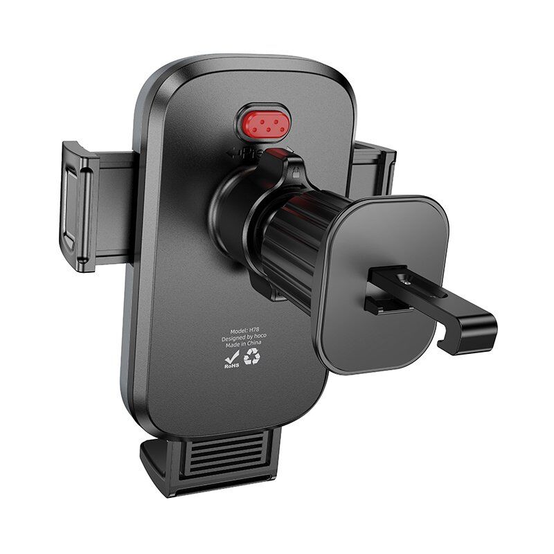 Автомобильный держатель Hoco H78 Vista, push-type, для вентиляционной решётки, чёрный/металлик-серый Автомобильный держатель Hoco H78 Vista, push-type, для вентиляционной решётки, чёрный/металлик-серый