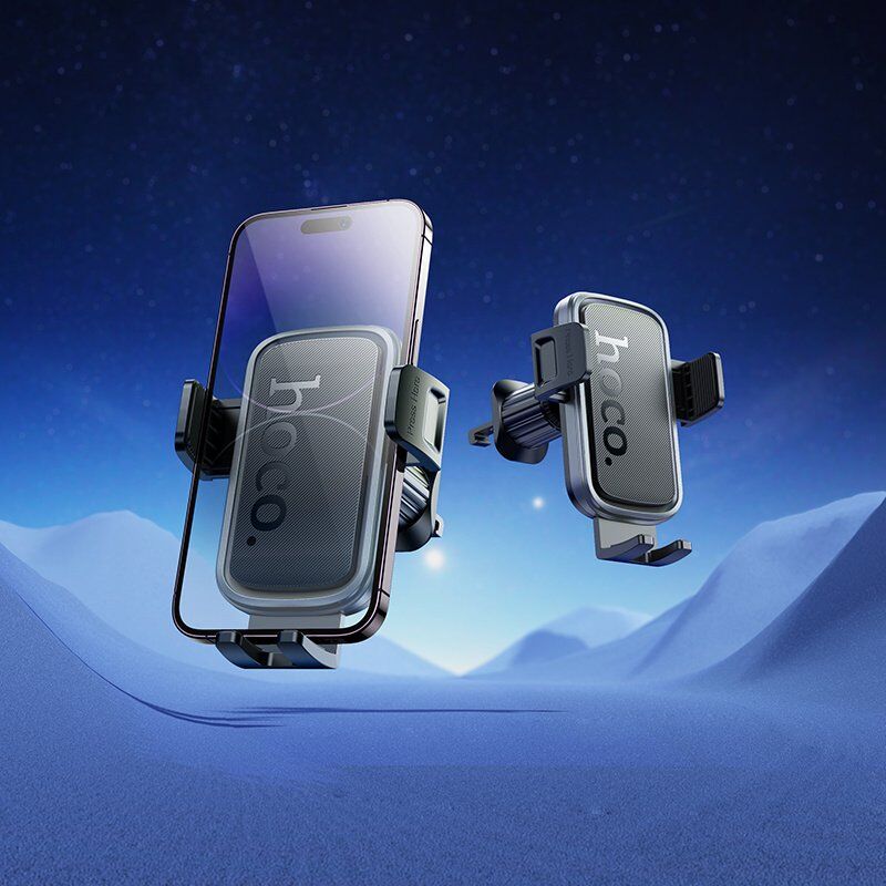 Автомобильный держатель Hoco H78 Vista, push-type, для вентиляционной решётки, чёрный/металлик-серый Автомобильный держатель Hoco H78 Vista, push-type, для вентиляционной решётки, чёрный/металлик-серый