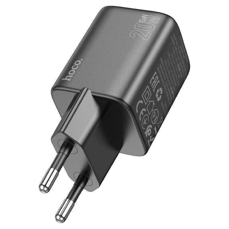 Мережевий зарядний пристрій HOCO N41 TYPE-C PD 20W + USB QC 3.0, чорний Мережевий зарядний пристрій HOCO N41 TYPE-C PD 20W + USB QC 3.0, чорний