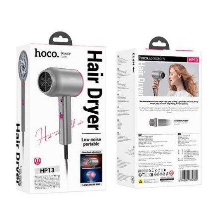 Фен для волосся HOCO HP13 з гарячим і холодним повітрям, РОЖЕВО-ЧЕРВОНИЙ Фен для волосся HOCO HP13 з гарячим і холодним повітрям, РОЖЕВО-ЧЕРВОНИЙ
