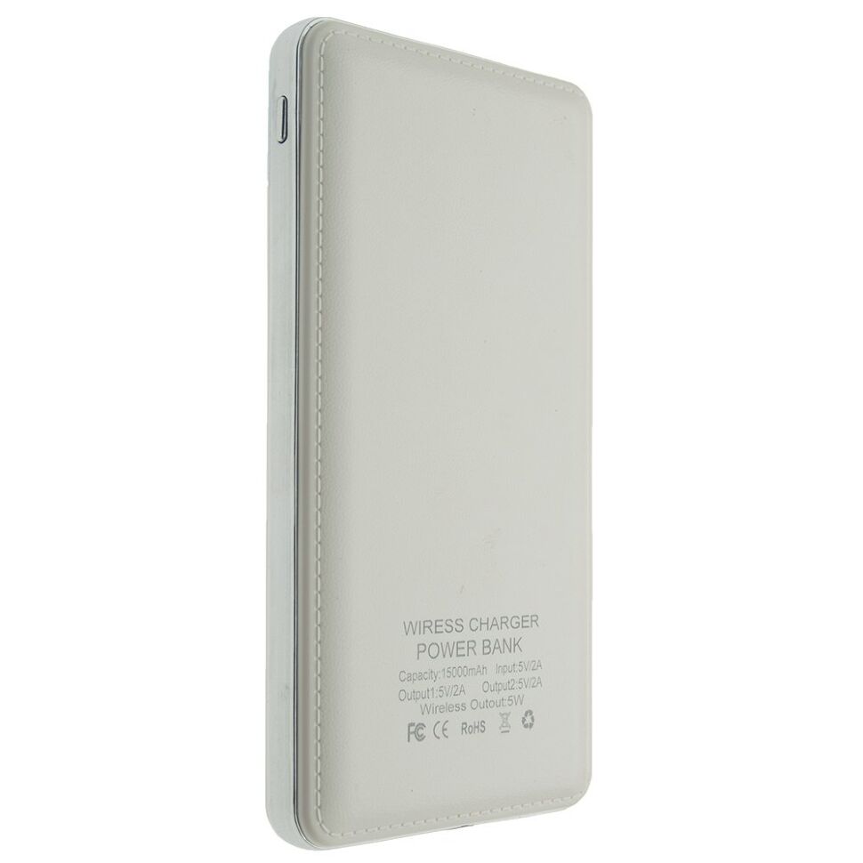 Power Bank з бездротовою зарядкою QI-08 15000 БІЛИЙ