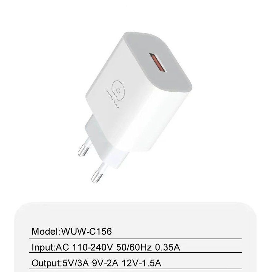 Мережевий зарядний пристрій WUW C156 USB QC3.0 Мережевий зарядний пристрій WUW C156 USB QC3.0