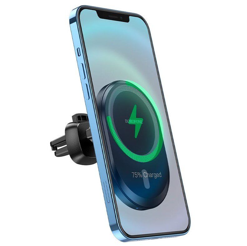 Автомобільний тримач BOROFONE BH201 magnetic 15W бездротова швидка зарядка - повітряна решітка Автомобільний тримач BOROFONE BH201 magnetic 15W бездротова швидка зарядка - повітряна решітка