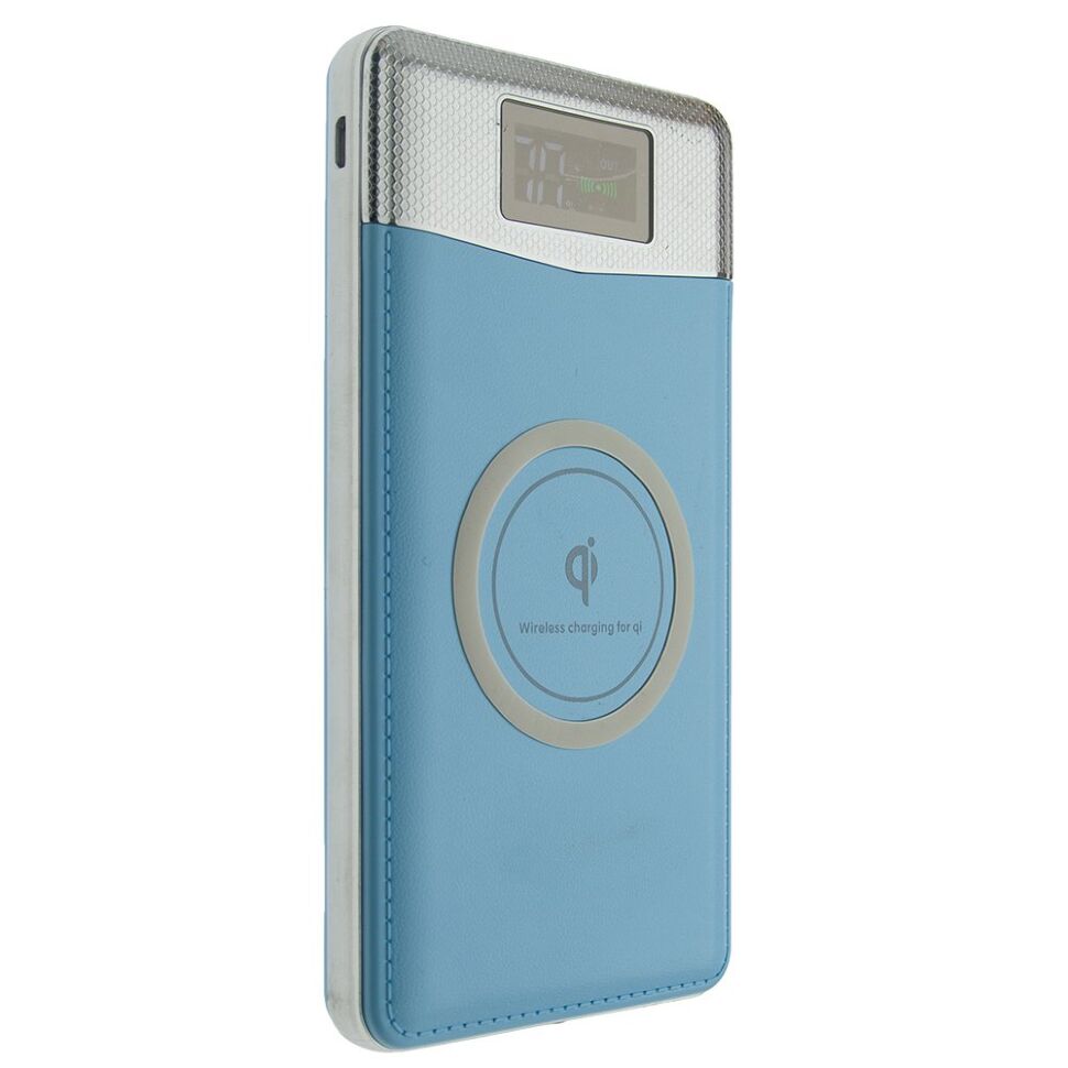 Power Bank з бездротовою зарядкою QI-08 15000 БЛАКИТНИЙ
