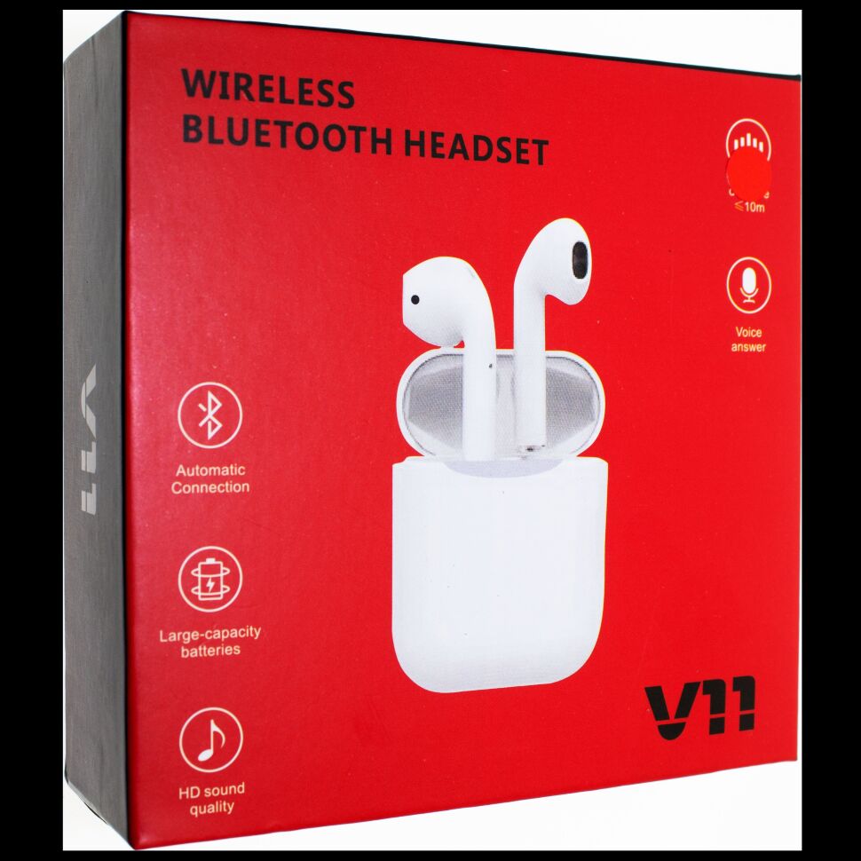 Бездротова гарнітура AIRPODS V11 TWS ЧЕРВОНИЙ