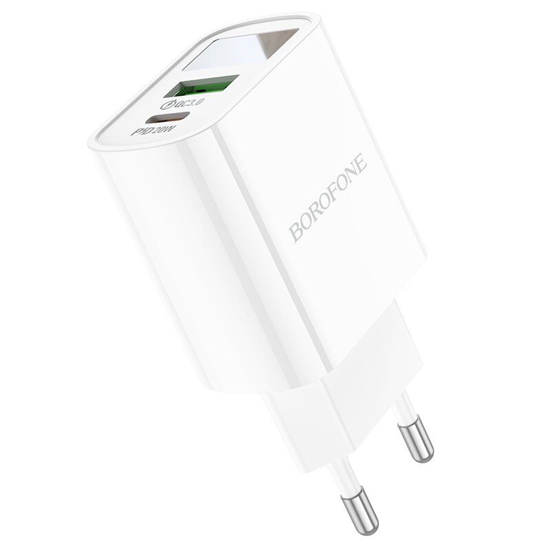 Мережевий зарядний пристрій BOROFONE BA78A Golden grid dual-port PD20W+QC3.0 charger with digital display(EU) Мережевий зарядний пристрій BOROFONE BA78A Golden grid dual-port PD20W+QC3.0 charger with digital display(EU)