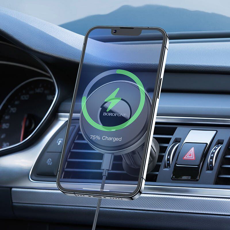 Автомобільний тримач BOROFONE BH202 magnetic 15W бездротова швидка зарядка - повітряна решітка Автомобільний тримач BOROFONE BH202 magnetic 15W бездротова швидка зарядка - повітряна решітка