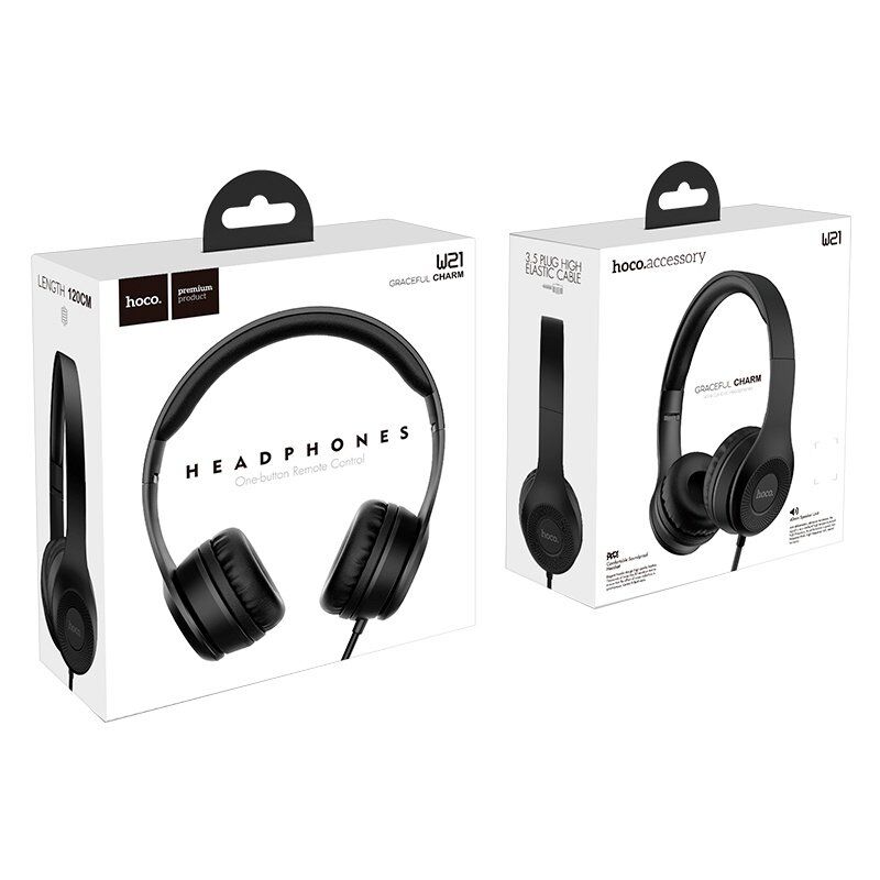 Дротові навушники HOCO W21, чорний Дротові навушники HOCO W21, чорний