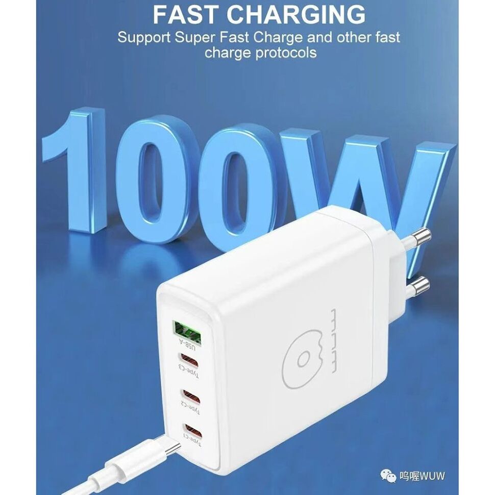 Мережевий зарядний пристрій WUW C158 GaN 100W USB + 3 TYPE-C Мережевий зарядний пристрій WUW C158 GaN 100W USB + 3 TYPE-C