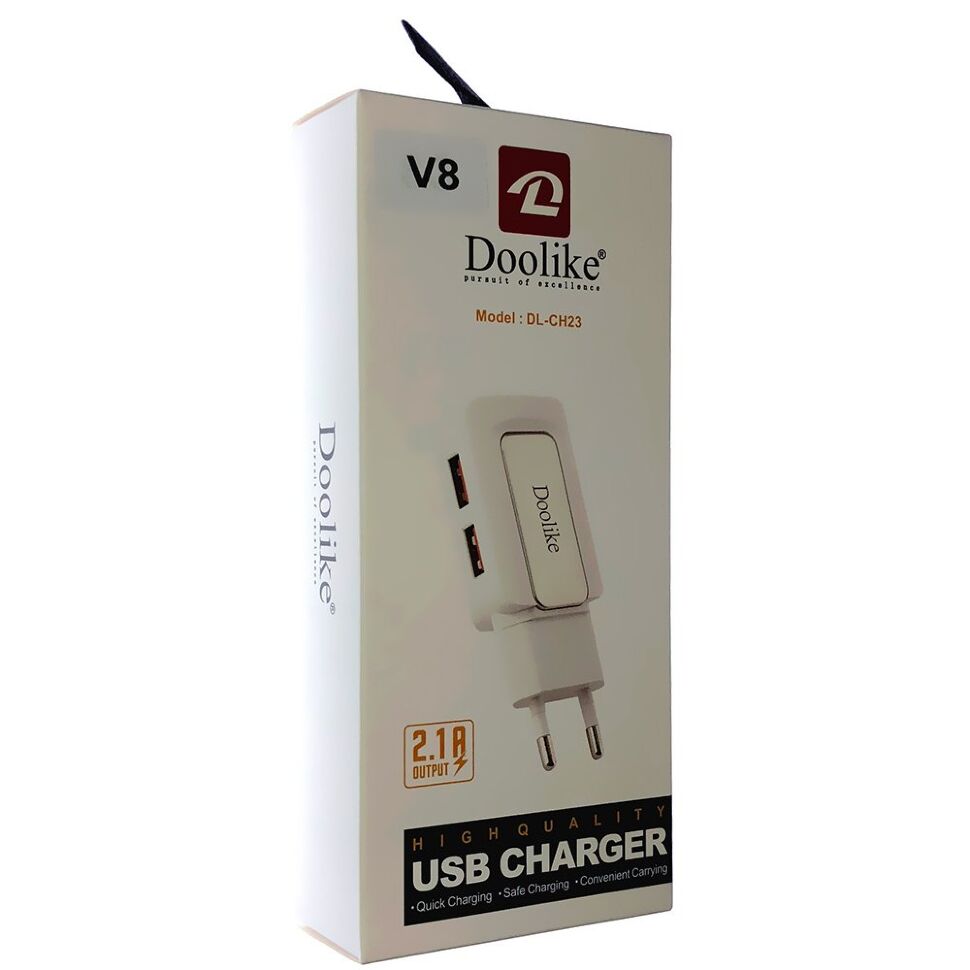 Мережевий зарядний пристрій Doolike DL-CH23 2 usb + USB кабель micro 2.1 A Мережевий зарядний пристрій Doolike DL-CH23 2 usb + USB кабель micro 2.1 A