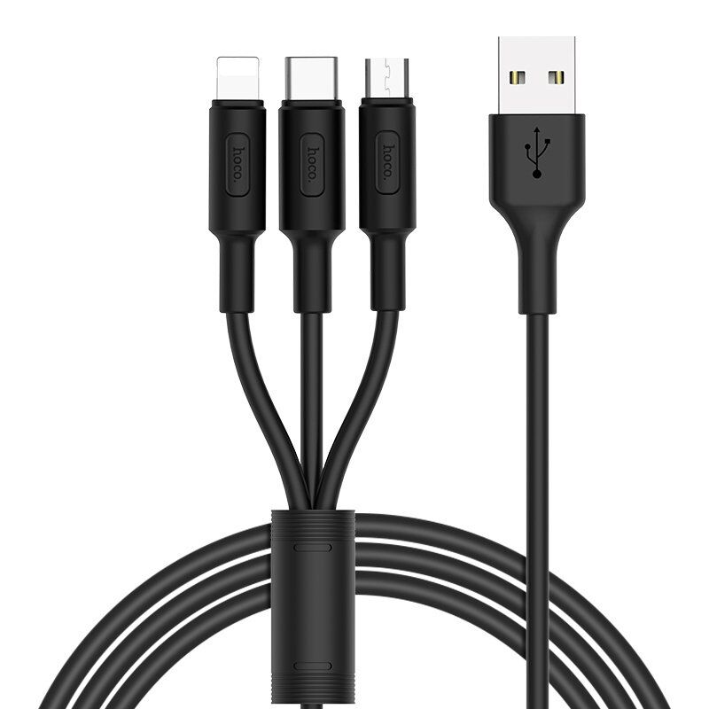 USB КАБЕЛЬ HOCO X25 3в1: Lightning/Micro/Type-C ЧОРНИЙ