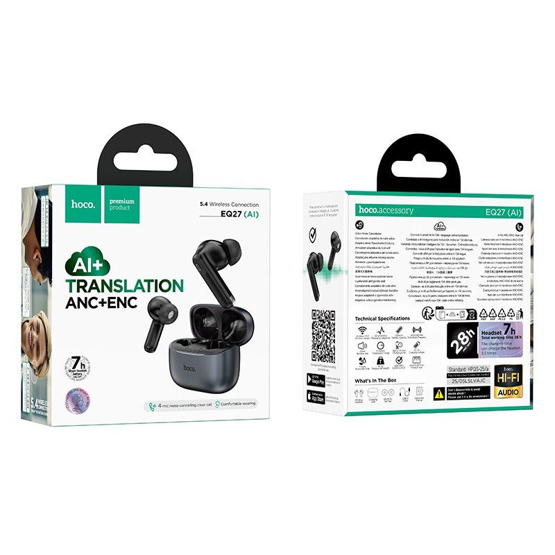 Бездротові навушники HOCO EQ27, сірий