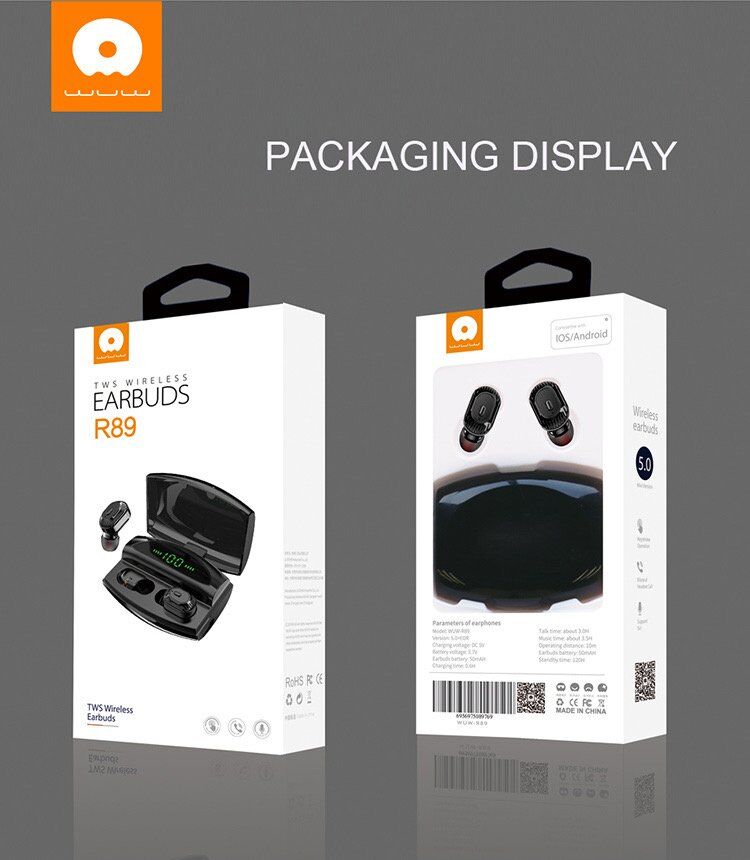 Бездротові навушники WUW R89 TWS Wireless earbuds + POWER BANK Бездротові навушники WUW R89 TWS Wireless earbuds + POWER BANK