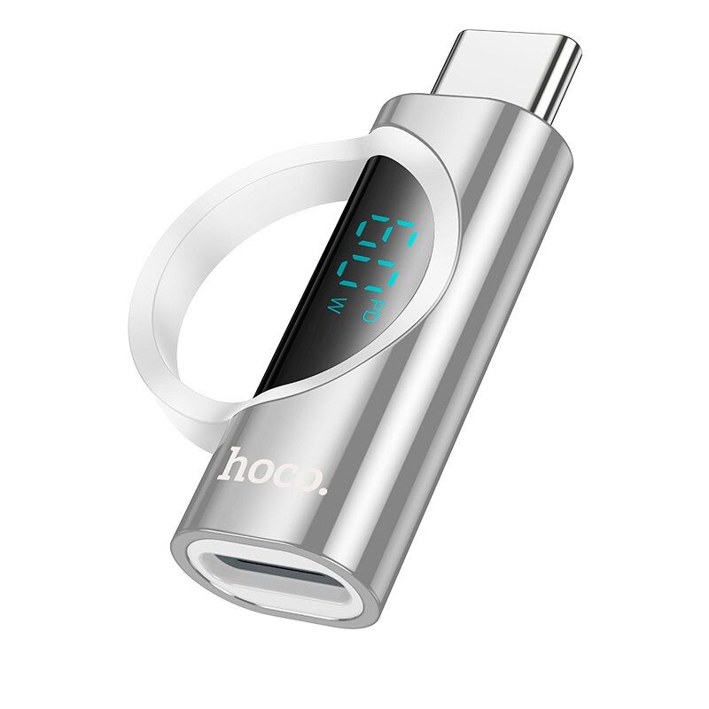 Перехідник HOCO LCD UA32A 60W OTG Type-C (папа) - Lightning (мама), сталевий Перехідник HOCO LCD UA32A 60W OTG Type-C (папа) - Lightning (мама), сталевий
