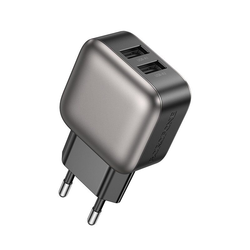 Мережевий зарядний пристрій BOROFONE BAS51A 2 USB 2.4A 12W, чорний