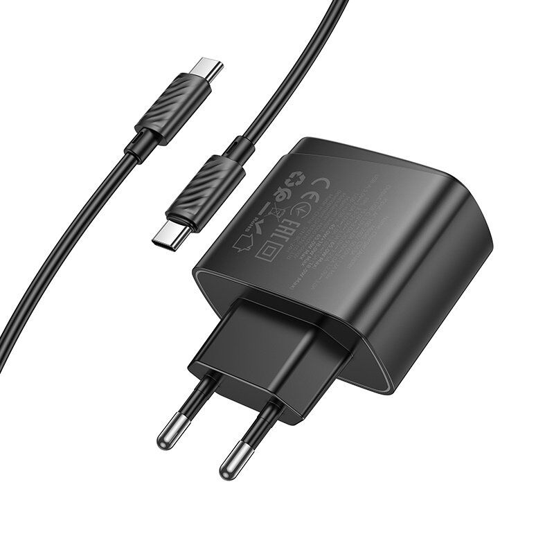 Мережевий зарядний пристрій HOCO CS63A TYPE-C PD 65W + USB QC 3.0 + КАБЕЛЬ TYPE-C - TYPE-C, чорний