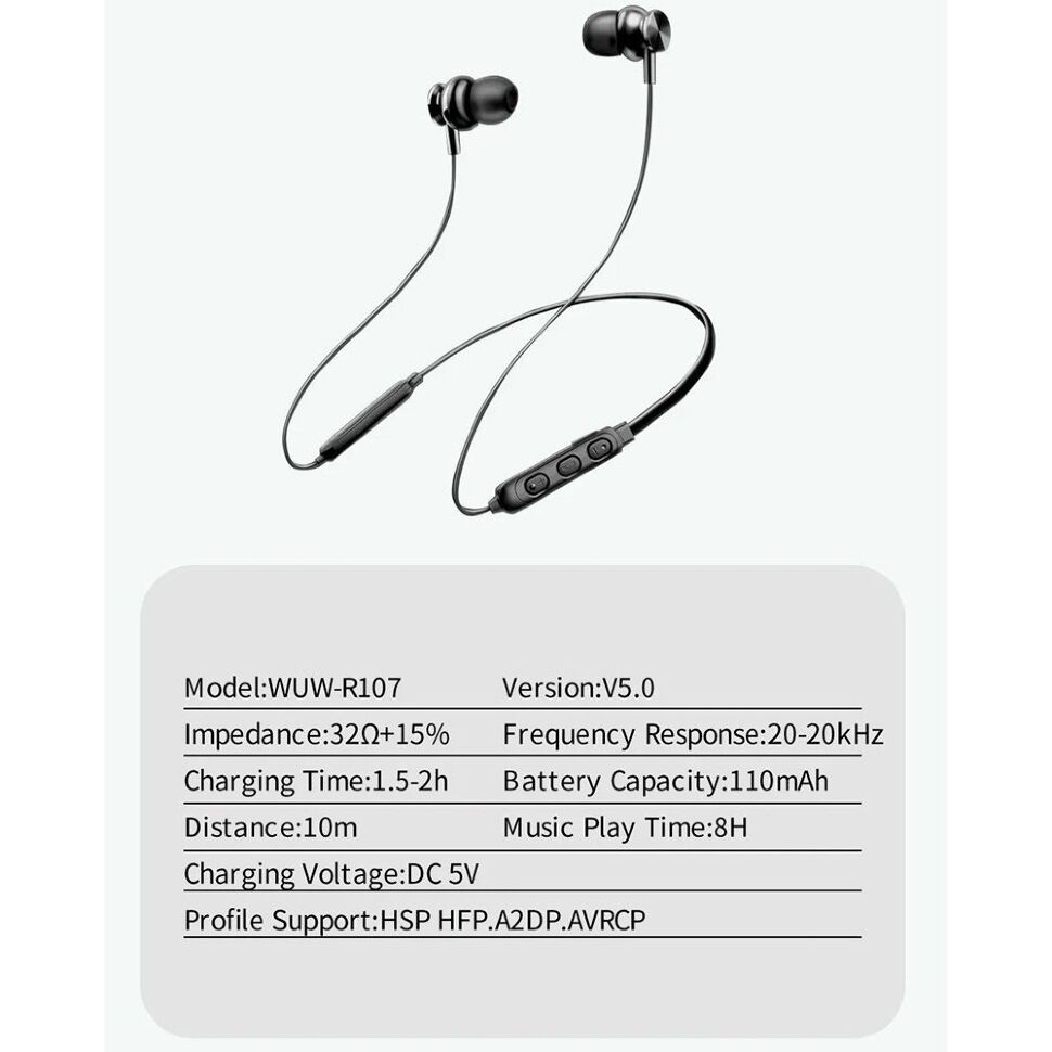 Бездротові навушники WUW R107 TWS Wireless earbuds ЧОРНИЙ (13)
