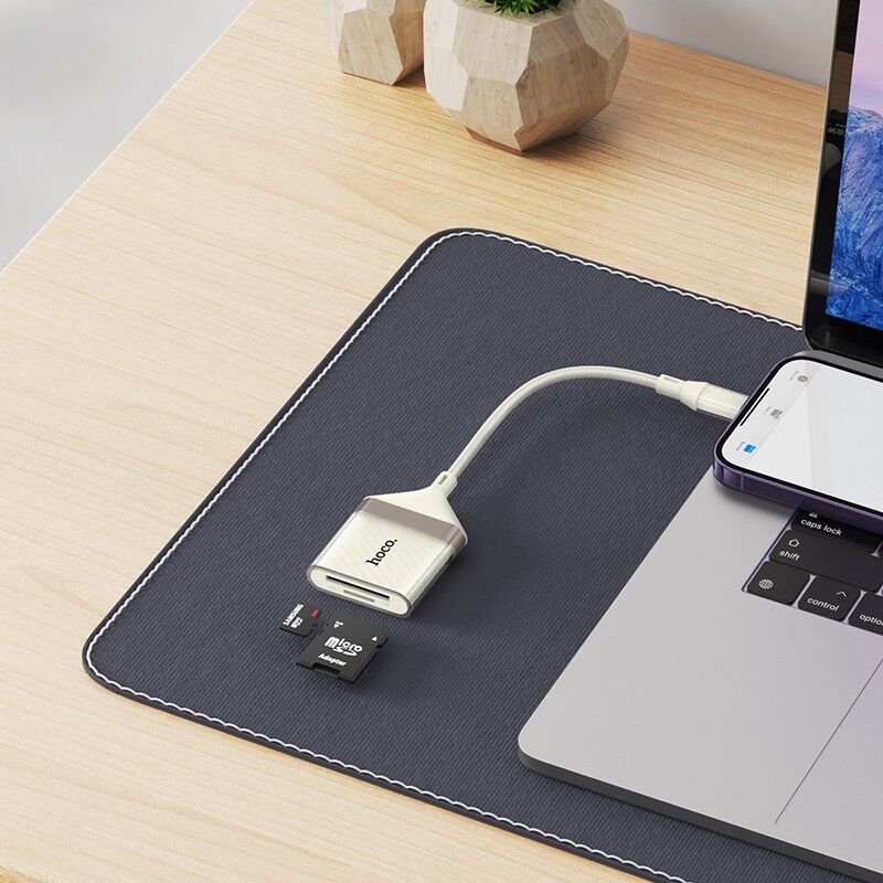 Картридер HOCO UA40 Crystal iP (Lightning → SD/TF), абрикосовий Картридер HOCO UA40 Crystal iP (Lightning → SD/TF), абрикосовий