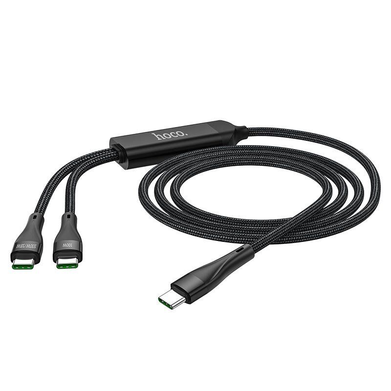 USB-C кабель HOCO U102 2в1 Type-C на 2 Type-C 1.5M чорний USB-C кабель HOCO U102 2в1 Type-C на 2 Type-C 1.5M чорний
