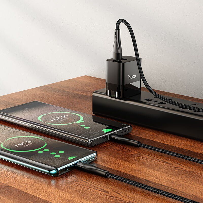 USB-C кабель HOCO U102 2в1 Type-C на 2 Type-C 1.5M чорний USB-C кабель HOCO U102 2в1 Type-C на 2 Type-C 1.5M чорний