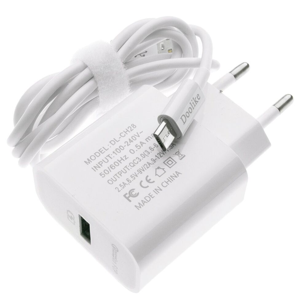 СЗУ Doolike DL-CH28 Quick Charge 3.0 + USB кабель micro