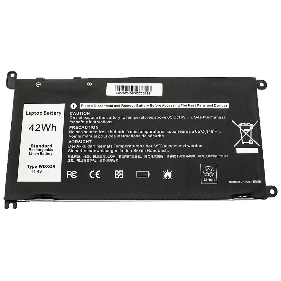 Акумуляторна батарея до ноутбука Dell WDX0R Inspiron 15-5538 11.4V 3500mAh 42Wh Black
