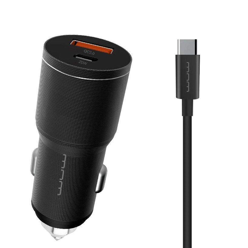 Автомобільний зарядний пристрій WUW T76 1 USB + 1 TYPE-C 38W + кабель TYPE-C - TYPE-C Автомобільний зарядний пристрій WUW T76 1 USB + 1 TYPE-C 38W + кабель TYPE-C - TYPE-C